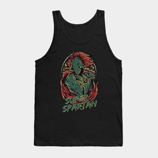 Super Spartan Artwork Warrior Michigan State Tank Top by ThreadSupreme